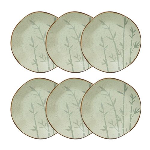 Conjunto 6 pratos fundo 22,5 cm ryo bambu porcelana oxford