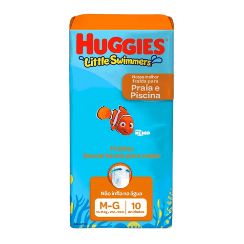 Fralda Descartável Huggies Little Swimmers Praia e Piscina Tamanho M/G com 10 unidades
