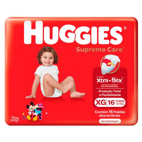 Fralda Huggies Supreme Care XG com 16 Unidades