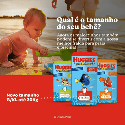 Fralda Descartável Huggies Little Swimmers Praia e Piscina Tamanho G/XG com 10 unidades