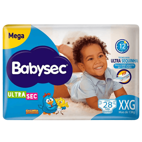 Fralda Babysec Ultrasec Mega Galinha Pintadinha XXG com 28 unidades