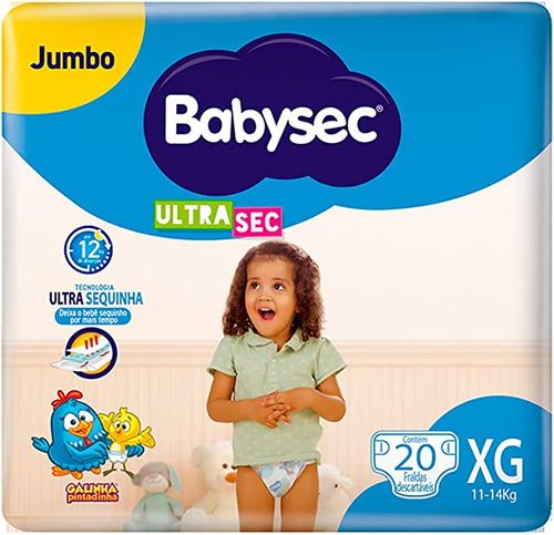 Fralda Babysec Ultrasec Jumbo Galinha Pintadinha Xg com 20 unidades
