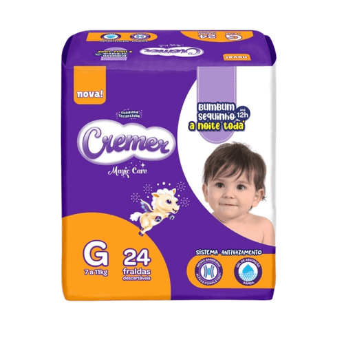 Fralda Cremer Magic Care Jumbo G com 24 unidades