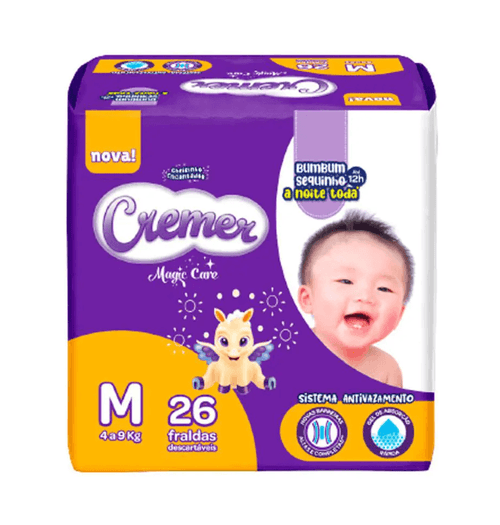 Fralda Cremer Magic Care Jumbo M com 26 unidades