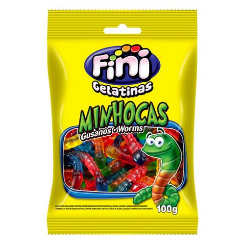 Bala Fini Gelatinas Minhocas Sortidos 100g