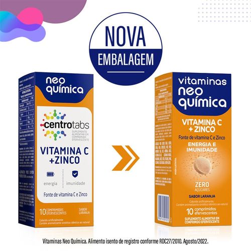 Vitamina C E Zinco Neo Química 10 Comprimidos Efervescentes