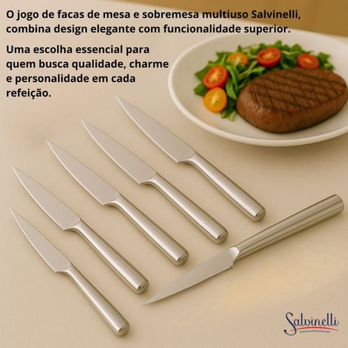 Jogo 6 Facas Italianas Mesa Posta Sobremesa Teseo Salvinelli
