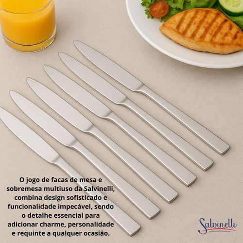 Jogo 6 Facas Italianas de Mesa Sobremesa Vip Salvinelli