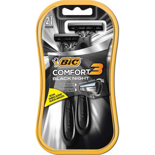 Aparelho De Barbear Bic comfort 3 Black Night com 2 unidades
