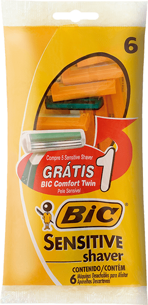 Aparelho De Barbear Bic Sensitive Shaver com 5 Gratis 1 Bic Confort