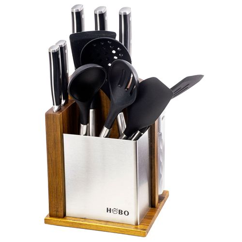 Conjunto 12 Peças Facas e Utensílios com Suporte Organizador