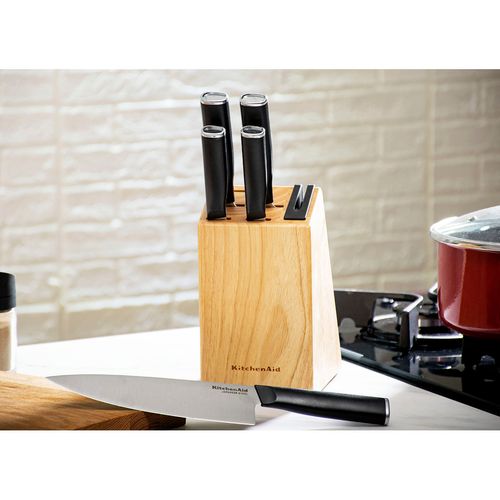 Kit de 5 Facas Aço Japonês Com Cepo em Madeira KitchenAid