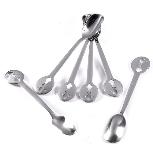 Jogo com 6 Colheres de Café Chá Inox Moka Prata Kiss Bugatti