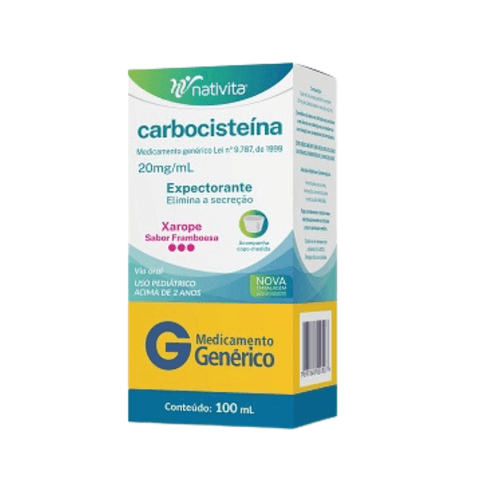 Carbocisteína Nativita Farmacêutica 20Mg/mL Caixa Com 1 Frasco Com 100mL De Xarope
