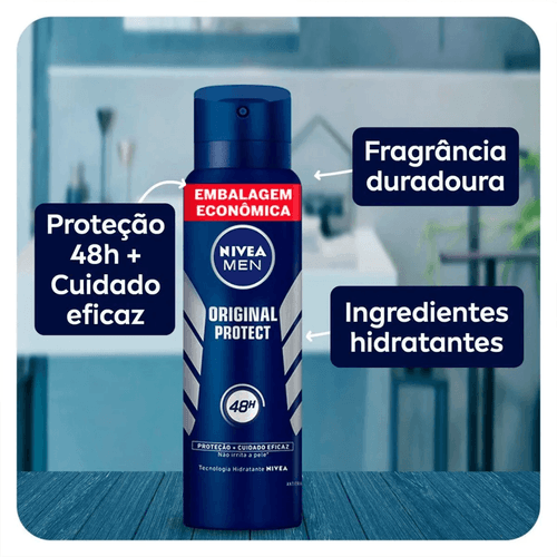 Desodorante Antitranspirante Aerosol Nivea Men Original Protect 48h 200ml