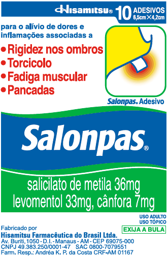 Emplastro Salonpas Tamanho P com 10 unidades