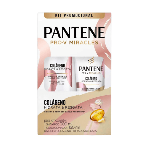 Kit Pantene Pro-V Miracles Colágeno Hidrata & Resgata Shampoo 300ml + Condicionador 150ml