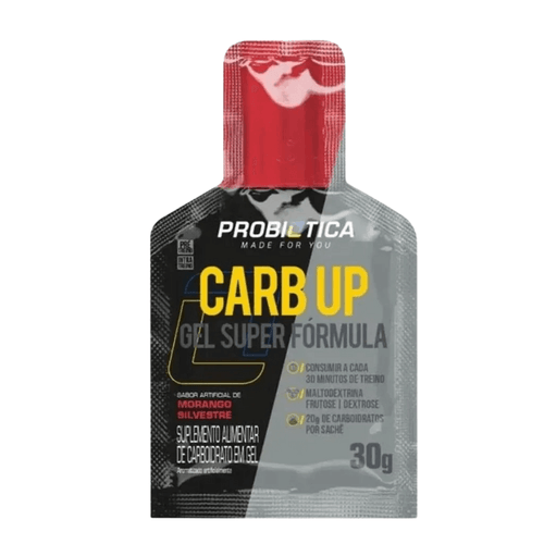 Energético Carb Up Gel Super Fórmula Probiotica Morango Silvestre Sachê 30g