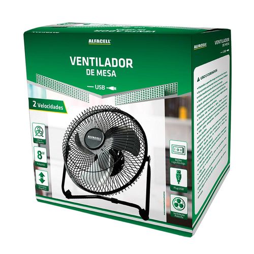 Mini Ventilador de Mesa 24cm 3 Pás Alfacell AL12003 Preto