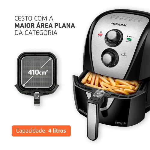 Fritadeira Elétrica Air Fryer 4L Mondial AFN40BI Preta 220V