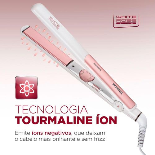 Prancha de Cabelo Alisadora Mondial White Rose Line P50 Bivolt