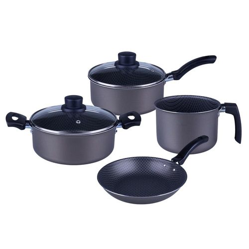 Conjunto de Panelas 4 Peças Antiaderente com Tampa de Vidro Copacabana Eirilar Grafite