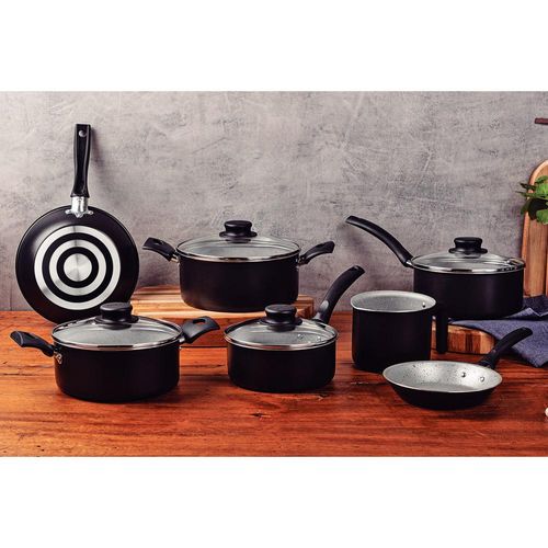 Conjunto de Panelas com 7 Peças Antiaderente Turim Tramontina Preta