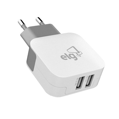 Carregador de Parede Universal 2 USB ELG WC124 Branco