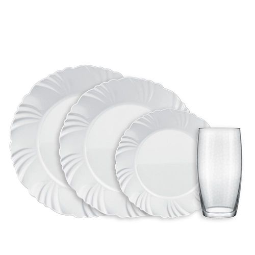 Aparelho de Jantar 16 Peças Duralex Pétala com Copos 430ml