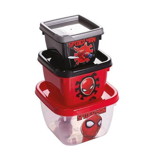 Conjunto com 3 Potes Quadrado Spiderman 13494 Plasutil