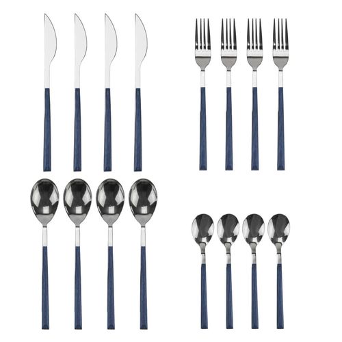 Faqueiro Le Sancho em Inox com Cabo Azul 16 Peças