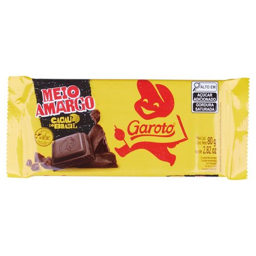Tablete de Chocolate Garoto 80g Meio Amargo
