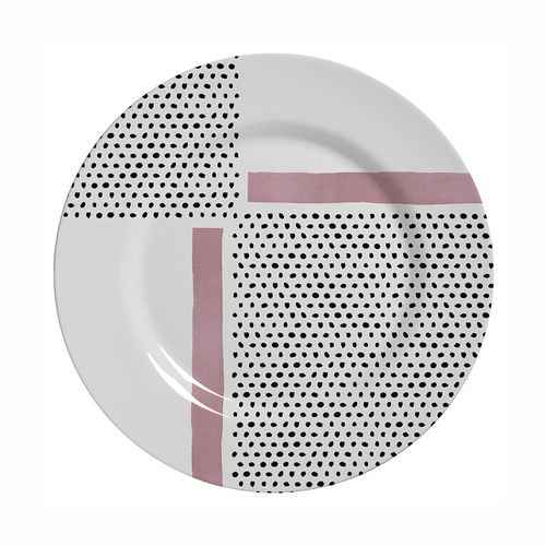 Prato Raso Alleanza Geométrica Redondo Branco 28,5cm