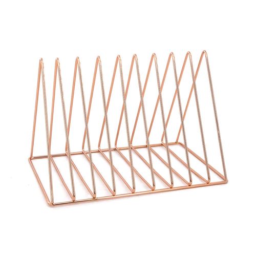 Porta-Livros Le Aramado Metal Triângulo com 5 Divisórias Rosé Gold