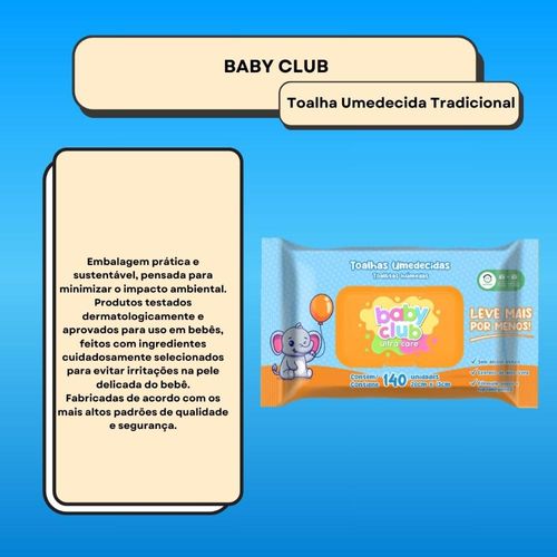 Baby Club Toalhas Umedecidas Tradicional 140 Folhas