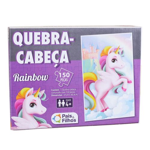 Quebra-Cabeça 150 Peças Unicórnio Rainbow Pais e Filhos 2976