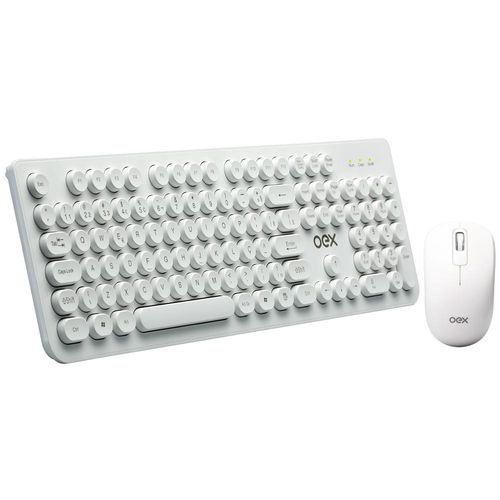Teclado com Mouse sem Fio USB Oex Combo Pop Plus TM410 Branco