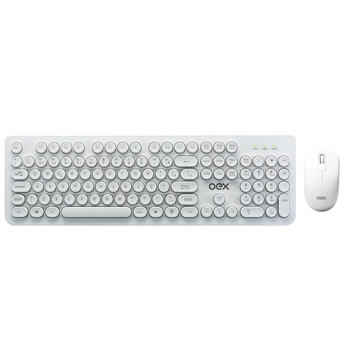 Teclado com Mouse sem Fio USB Oex Combo Pop Plus TM410 Branco