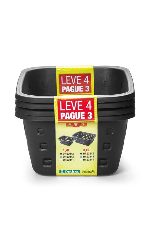 Conjunto de Cesto Organizador Ordene em Plástico Preto Pequeno Leve 4 Pague 3