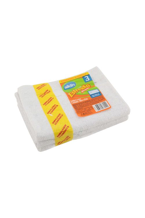 Pano Esfregão Alklin Algodão Branco 40x67cm com 3 Peças