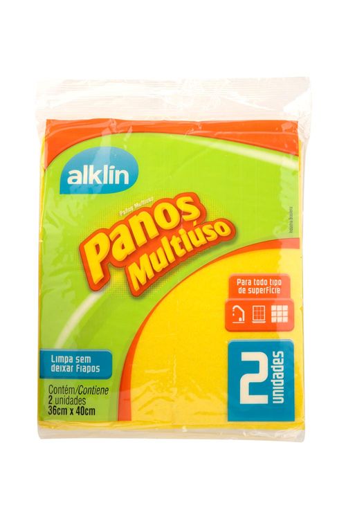Pano de Limpeza Alklin Amarelo com 2 Peças 36x40cm