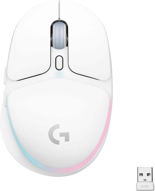 Logitech - Mouse óptico sem fio para jogos G705 Aurora Collection com iluminação RGB LIGHTSYNC personalizável - White Mist-910-006365
