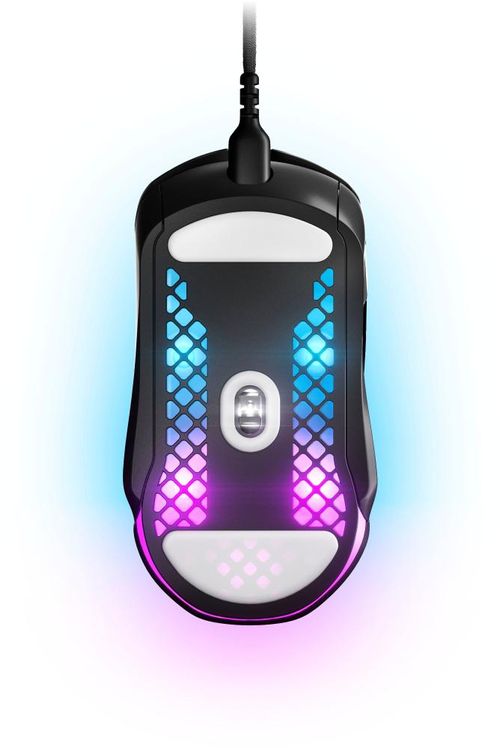 SteelSeries - Aerox 5 Ultra Leve Honeycomb Resistente à Água Mouse Óptico para Jogos RGB com Fio e 9 Botões Programáveis ​​- Preto-62401