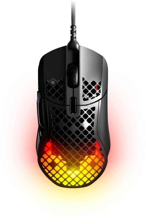 SteelSeries - Aerox 5 Ultra Leve Honeycomb Resistente à Água Mouse Óptico para Jogos RGB com Fio e 9 Botões Programáveis ​​- Preto-62401