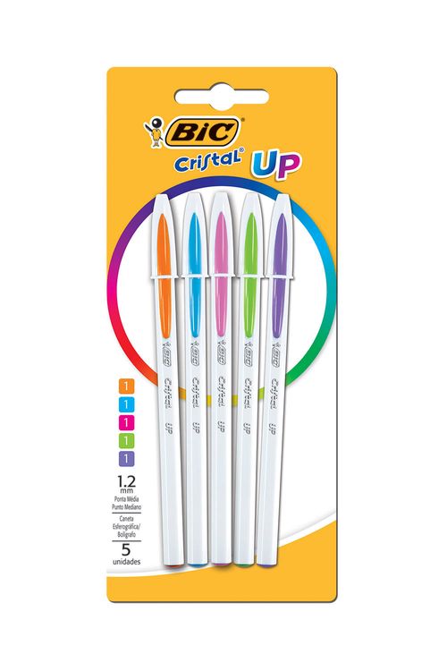 Caneta Esferográfica Bic Cristal Up 1.2mm Colors com 5 Unidades
