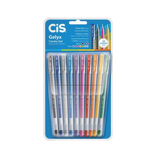 Caneta Gel Cis Gelyx Colors 1.0mm com 10 Unidades