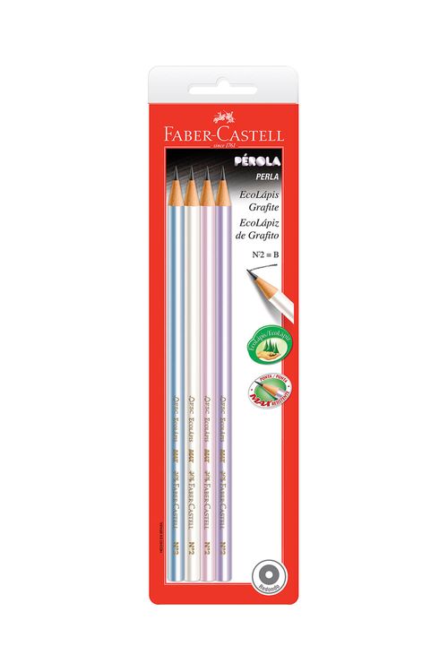 Lápis Grafite Faber-Castell Eco Pérola Color Nº2B com 4 Unidades