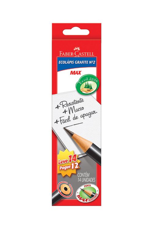 Lápis Grafite Faber-Castell Max Preto Nº2 com 12 Unidades