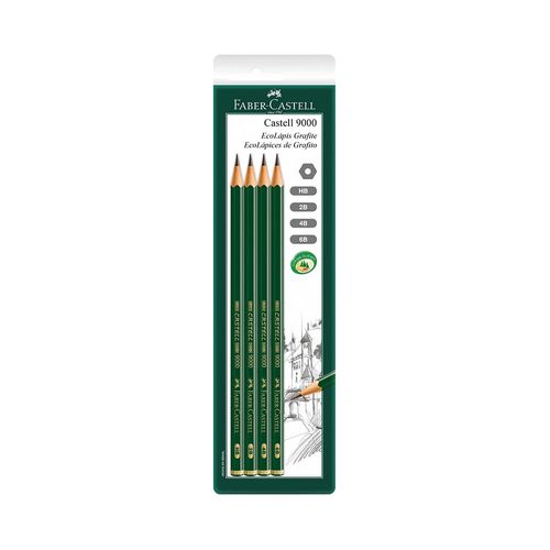 Lápis Grafite Faber-Castell Eco Mix Nº HB, 2B, 6B e 8B Preto com 4 Unidades