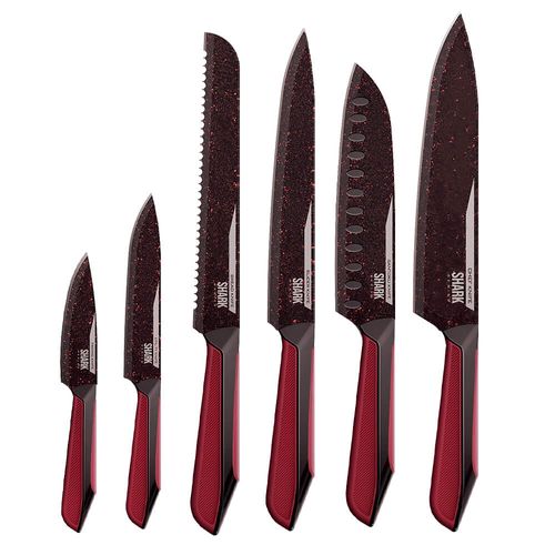 Conjunto de 6 Facas Polishop Ichef Special Cut Vermelha